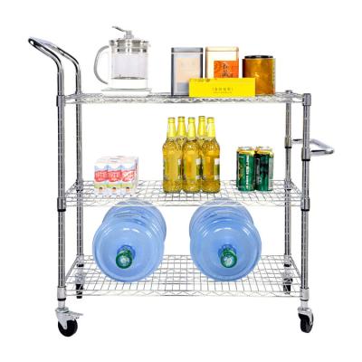 China Sustainable Revolving Kitchen Metal Wire Storage Rack 3 Tier Wire Shelving Cart for sale