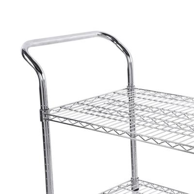 China Kitchen Cart Wire Storage Shelf Support Movable Island Cart Rolling Rack for sale