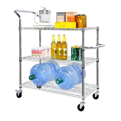 China Viable Factory Wholesale Metal Wheels Storage Rack Wire Shelf Kitchen Wire Shelving Cart for sale