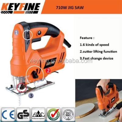 China With Soft Heavy Duty Handle 65mm Toolless 710w Variable Speed ​​Orbital Jig Saw for sale