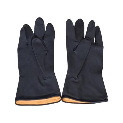 China Heavy Work IMPA Code 190121 190122 Black Natural Rubber Gloves Short Long 300MM 350MM Marine Use Ship Industrial Use for sale