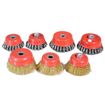 China IMPA Code Steel Wire Rotary Cleaning Cup Brushes Twisted Knotted With Nut Crimped Cup Standard Type 3