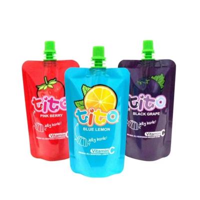 China Designs Disposable Logo Portable Spout Pouch Gusset Custom Printing Bottom For Juice Jelly Drink Plastic Packaging Bag Doypack Stand Up Bag for sale