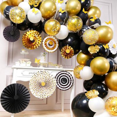 China Black Balloon Garland Arch Kit Gold Wedding Home Decoration With Confetti Latex Chrome Balloons Wedding Bridal Shower Gender Reveal Birthday Party Decor for sale