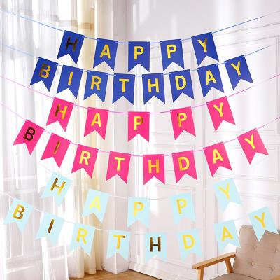 China 11.5*16cm Disposable Party Paper Banner Bunting Colorful Happy Birthday Flag Birthday Party Decoration Banners For Baby Adults Birthday for sale