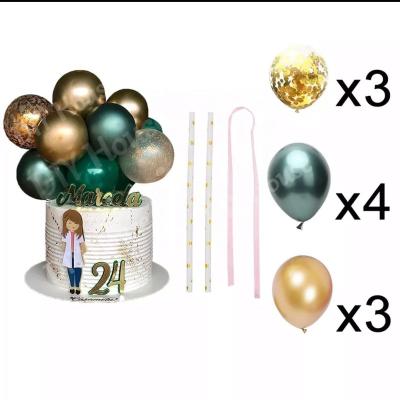 China Baby Shower Mini Latex Chrome Confetti Balloon Garland Cake Topper Paper Straw 5inch Happy Birthday Valentine Cake Decor 10Pcs Wedding Accessory for sale