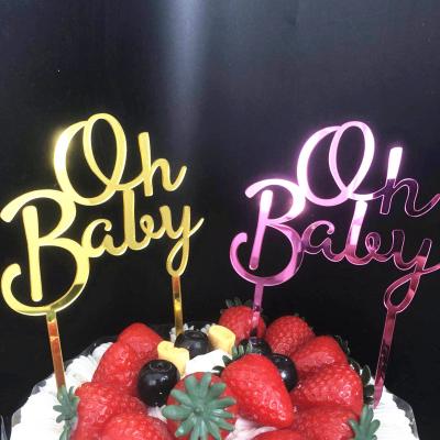 China Baby Shower Cake Decorating Baking Topper Birthday Party Dessert Table Decor Oh Cake Acrylic Baby Accessory Letters Acrylic Cake Topper Clear for sale