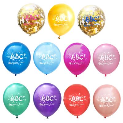 China Wholesale 10pcs Disposable Multi Color ABC Letter School Time Eco-friendly Latex Balloons 12 Inch Latex Balloons For Students Back To School Decorations for sale