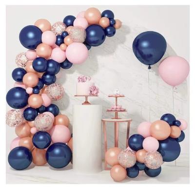 China Decoration 121pcs Ink Rose Gold Balloon Garland Latex Balloons Blue Confetti Globos for Birthday Hen Party Bride Baby Shower Decoration for sale