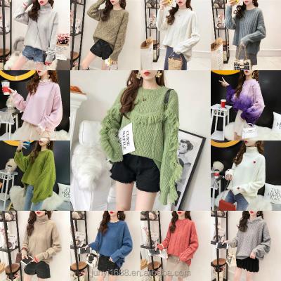 China Fall And Winter Custom 95% Cotton Women's Basic Anti-pilling Plain High Neck Knit Sweater for sale