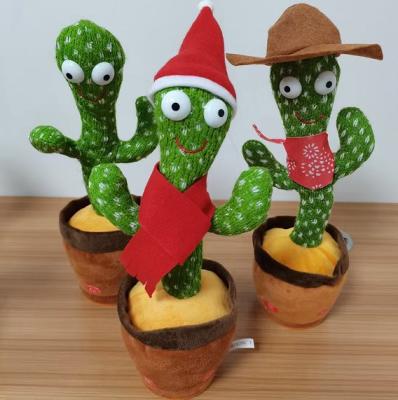 China Plush Factory Low Price 120 English Songs Cute Luminous Stuffed Flowerpot Dancing Talking Electric Cactus Plush Toy for sale