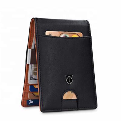 China Men's Slim Front Pocket Wallet RFID Blocking Leather Wallet for sale