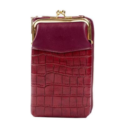 China New Fashion Shockproof Crocodile Pattern PU Leather Cell Phone Lady Bags Shoulder Messenger Bag for sale