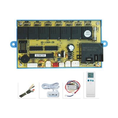 China QUNDA QD-U30A+UNIVERSAL CEILING CASSETTE A/C CONTROL SYSTEM Home Air Conditioner Panel PCB with Dual Sensors for sale