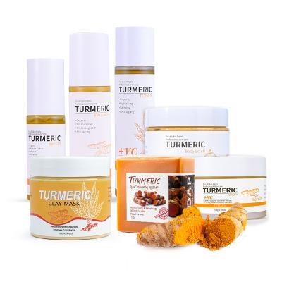 China High Quality Organic RTS Turmeric Anti Aging Vitamin C Skin Care Set with 7pcs for Anit-aging and Whitening for sale