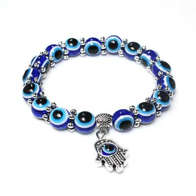 China Men Women Environmentally Friendly Turkey New Fashion Acrylic Religious Charms Beaded Evil Blue Eyes Beads Bracelets Jewelry Bangle for sale