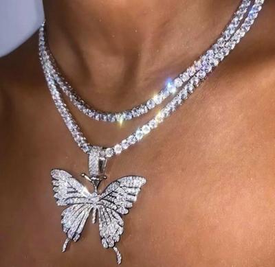 China 2022 New Trend Environmentally Friendly Hip Hop Jewelry Stainless Steel Butterfly Sequential Cuban Necklace for sale