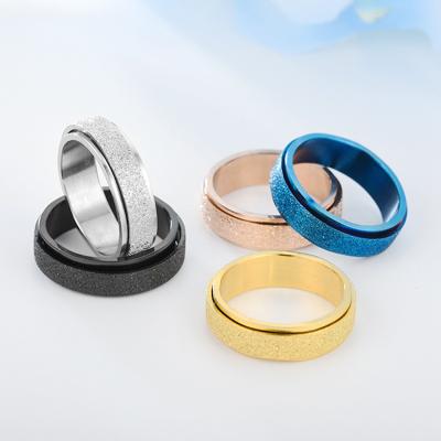 China CLASSIC 4 Colors Size 6-10 6MM Stainless Steel Spinner Ring For Women Men, Finger Hand Ring for sale