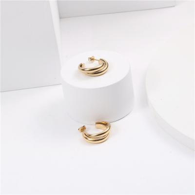 China 2022 Trendy Stainless Steel Gold Plated Classic Hoop Earring PVD Circle Hoop Jewelry for sale