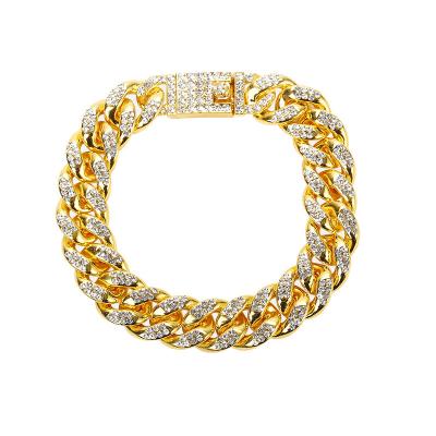 China Hiphop 12mm Width Cuban CZ Bracelet For Women Top Quality 5A Zircon Hip Hop Men Chains for sale