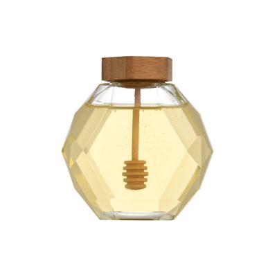 China Lead Free Factory Directly Sell Unique Shape Glass Honey Jar Food Storage With Different Lid for sale