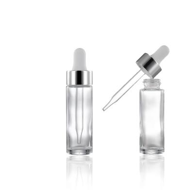 China Eco-friendly Recyclable Wholesale Clear Empty Essential Oil Glass Bottle With Dropper, Cosmetic Hot Package 20ml 30ml Eye Dropper Bottle for sale