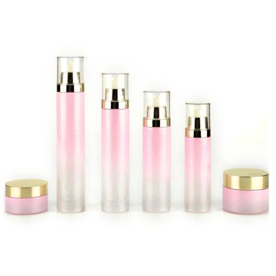 China Luxury Environmentally Friendly Cosmetics Packaging Sets Jar And Pump Spray Bottle Skin Care Set Empty Glass Cream Lotion Bottle for sale