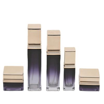 China 30g 50g 40ml 100ml 120ml Luxury Eco-friendly Cosmetic Packaging Set Skin Care Cream / Lotion Glass Bottle With Press Pump for sale