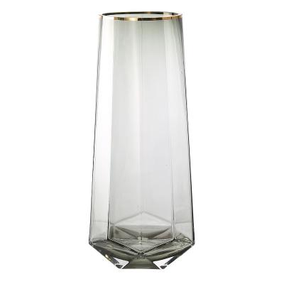 China Eco-friendly Modern Designed Unique Handmade Cylinder Round Luxury Decorative Glass Vase For Flowers for sale