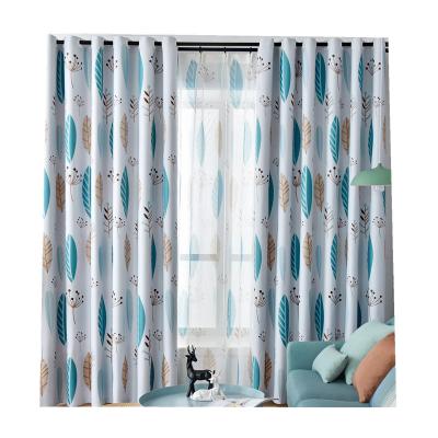 China Modern Simple Nordic Style Tear-resistant Leaves Pattern Blackout Curtain Fabrics For Room Windows for sale