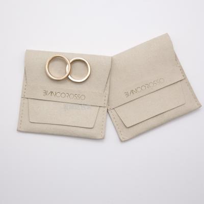 China Reusable Personalized Custom Logo Printed Small Envelope Flap Pouch Luxury Suede Necklace Bracelet Jewelry Bags for sale