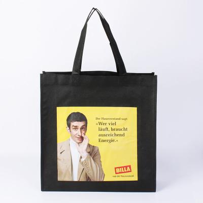 China Factory Price Reusable Reusable Supermarket Black Woven Textile Portable Tote Carry Bags Not For Customer for sale