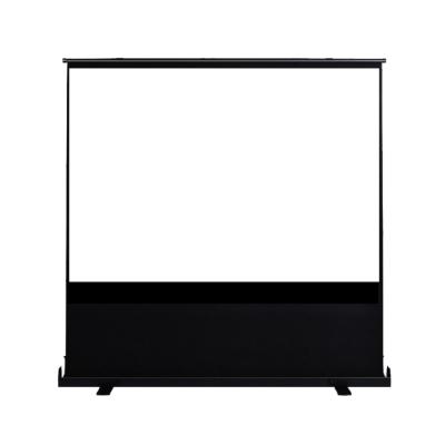 China Manually pull up high quality 84 inch white floor projector screen factory outlet floor stand projection screen for sale