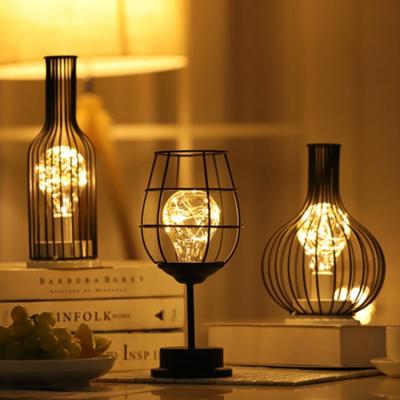 China Creative Led INS Wine Bottle Night Light Night Light Led Iron Art Night Light Small Red Wine Bottle Gift Decoration Lamp for sale