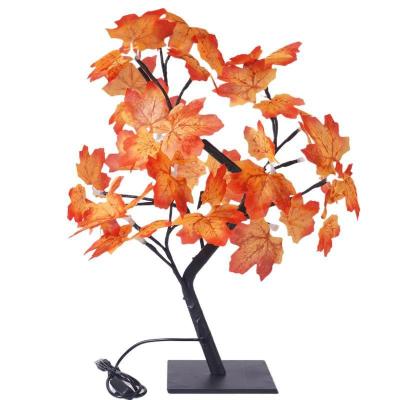 China Led 24 Led Luxury Maple Leaf Tree Light Bed Side USB Tree Light Plug-In Table Lamps for sale