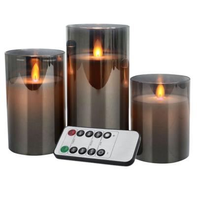 China 2021 Flameless Factory Home Minimalist Glass Flameless Set Direct Light Led Candles for sale