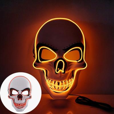 China Skeleton PVC Halloween Mask LED Light Costume Scary Mask For Party Supplies Favor for sale