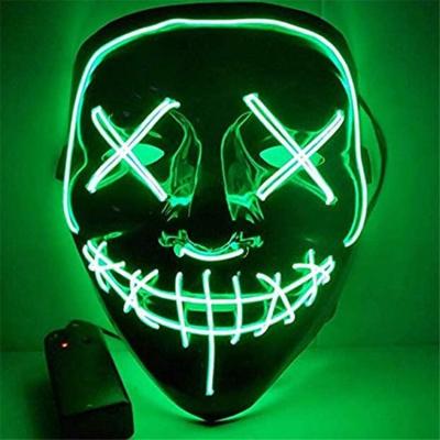 China PVC Halloween Light Up Mask Scary Neon Mask LED Light Up Protective Mask For Halloween Carnival Masquerade Party for sale