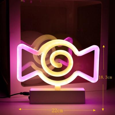 China Residential Creative Candy Shapes Children's Led Neon Light Lamp With Base For Halloween Party for sale