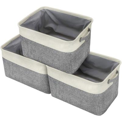 China Sustainable Foldable Storage Box With Handle For Easy Storage Gray Box 15 x 10 x 9 Large Rectangular Fabric Storage Basket for sale