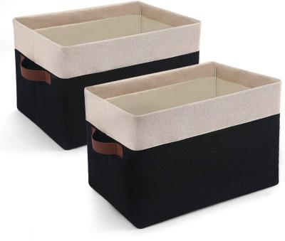 China Viable Customizable Collapsible Canvas Organizer Cubes Storage Bins Fabric Storage Boxes With Handles for sale