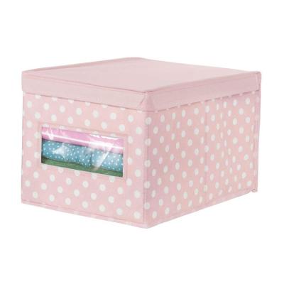 China Large Viable Kid's Pink with White Dots Soft Stackable Fabric Closet Storage Holder Box Lid Organizer for sale