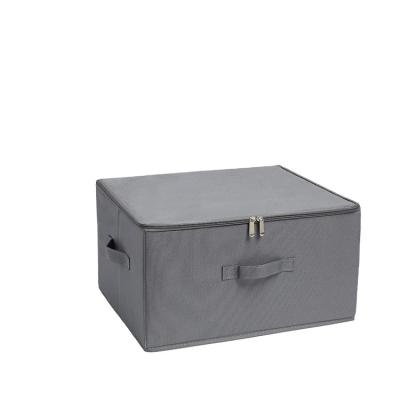 China Foldable And Washable Decorative Storage Box Large Cover Bedroom Viable Gray Cloth Storage Box Zipper Storage Bins Basket for sale