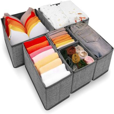 China Gray Underwear Drawer Organizer Viable 6 Bins, 6 Set Foldable Underwear Drawer Organizer and Closet Dividers, Storage Box for Clothes for sale