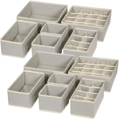 China Gray Viable Foldable Organizer Dividers, 12 Pack Cloth Storage Box Tissue Containers Clothing Drawer Organizer for sale