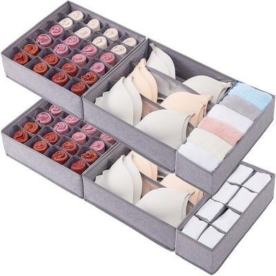 China Viable Cationic Gray Fabric Washable Foldable 6 Pack Drawer Organizer, Office Cabinet Organizer and Storage Drawer Dividers for sale