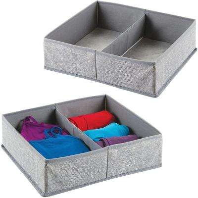 China 2 Pack Viable Gray Soft Fabric Dresser Drawer and Cabinet Storage Bin Organizer for Lingerie for sale