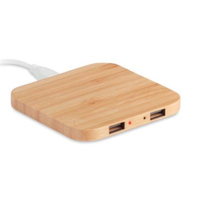 China High Quality Promotional Portable Mobile Phone USB Wireless Charger Dual 2 in 1 Bamboo Wireless Charger for sale