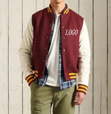 China Other Custom Logo Personalized Button Fitted Patchwork Casual Baseball Varsity Jacket For Men With Inside Pocket for sale