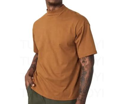 China Other New Arrivals Mock Neck Regular Fit T Shirt For Men 100% Organic Cotton Custom Logo Short Sleeve T-shirt for sale